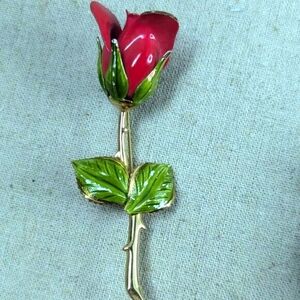 VINTAGE 50's Rose Brooches Jewelry Enamel